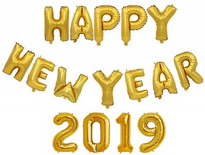 

ToyNext Solid Happy New Year Foil 2019 Balloons / Banner (Pack of 16 Letters) for celebration, decoration, 16 Inches (Gold) Balloon(Gold, Pack of 1)