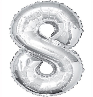 

Events Framer Solid 8 - Number Foil Balloon Silver Letter Balloon(Silver, Pack of 1)