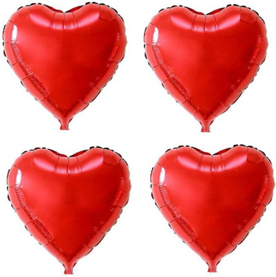 

Charismacart Solid Red Heart Shape Foil Balloon (Pack of 4) Balloon(Red, Pack of 1)