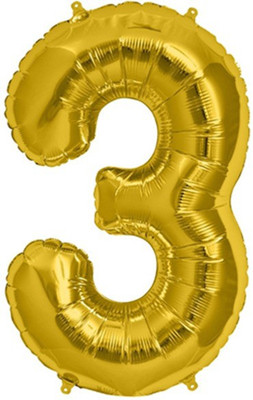 

Events Framer Solid 3 - Number Foil Balloon Gold Letter Balloon(Gold, Pack of 1)