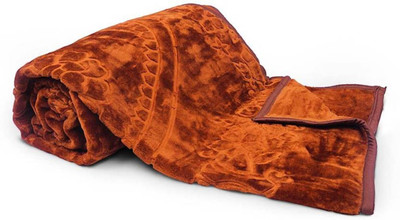 SOVAM Floral Double Mink Blanket for  Mild Winter(Microfiber, Brown)