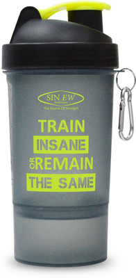 Sinew Nutrition Smart Shaker Bottle - 20 oz (Black/Neon Green) 600 ml Shaker(Pack of 1, Black, Green)