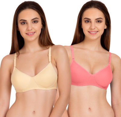 TWEENS by Belle Lingeries Skin Padded Seamless Women T-Shirt Lightly Padded Bra(Pink, Beige)