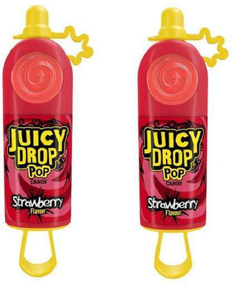 

Juicy Drop Pop Hard Candy & Sour Liquid Strawberry Pack of 2 Strawberry Candy(Pack of 2)