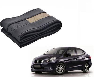 CARIZO Hand Stiched Steering Cover For Honda Amaze(Black, Beige, Leatherite)
