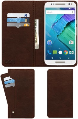 ACM Flip Cover for Motorola Moto X Style(Brown, Cases with Holder, Pack of: 1)