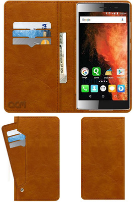 ACM Flip Cover for Micromax Canvas 6 Pro(Gold, Cases with Holder, Pack of: 1)