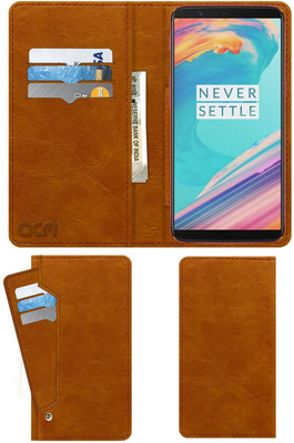 ACM Flip Cover for Oneplus 5t Lava Red(Gold, Cases with Holder, Pack of: 1)