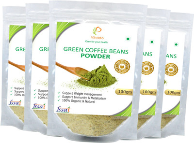 

Vihado Organic Green Coffee Beans Powder (Unroasted, Arabica AAA+ -) 5 Pack of Instant Coffee 100 g(Pack of 5)