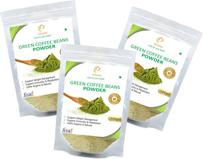 

Vihado 100% Organic High Quality Green Coffee Beans Powder Helps in Losing Weight (Unroasted green coffee) 3 Pack of Roast & Ground Coffee 100 g(Pack of 3)