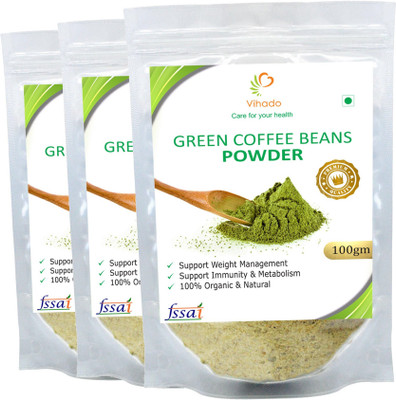 

Vihado Organic Quality Green Coffee Beans Powder Helps in Losing Weight Fast (Unroasted green coffee), Unroasted, Arabica AAA+ -/ 3 Pack of Roast & Ground Coffee 100 g(Pack of 3)