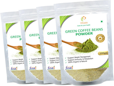 

Vihado 100% Organic Green Coffee Beans Powder For Weight Loss Management/ Unroasted, Arabica AAA+ - 4 Pack of Roast & Ground Coffee 100 g(Pack of 4)