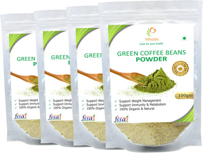 

Vihado Pure Organic Green Coffee Beans Powder Rich in Anti- Oxidants/ Helps in Losing Weight Fast , Unroasted, Arabica AAA+ - 4 Pack of Roast & Ground Coffee 100 g(Pack of 4)