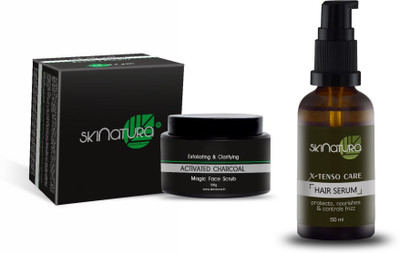 

Skinatura Activated Charcoal Magic Face Scrub, X-tenso Hair Serum(Set of 2)