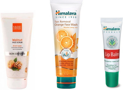 

Himalaya Tan Removal Orange Face Wash, Walnut Face Scrub, Lip Balm(Set of 3)