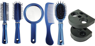 

PELO Combo Of Hair Brush Set With Compact Mirror, Hair Brushes For Hair Styling, Travelling Handheld Compact Mirror For Men And Women Use, Pack Of 1 ( Set Of 5)(Set of 5)