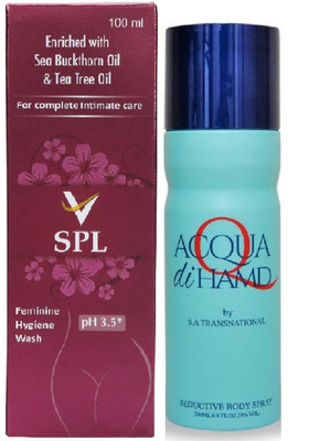 

VSPL Feminine Hygiene Wash 100ml 1pc. & HAMD Acqua Deodorant Spray 200ml 1pc. Combo Pack of 2(Set of 2)