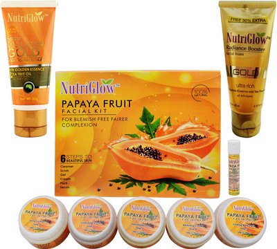 

NutriGlow Set of 1 Papaya Facial Kit + 1 Gold Polish Scrub + 1 Gold Radiance Face Wash(Set of 1)
