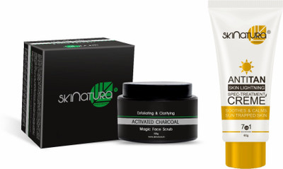 

Skinatura Activated Charcoal Magic Face Scrub, Anti Tan Skin Lightening Spec Treatment Creme(Set of 2)