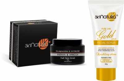 

Skinatura Papaya & Apricot Fruit Face Scrub, Pure 24k Gold Love Scrub(Set of 2)