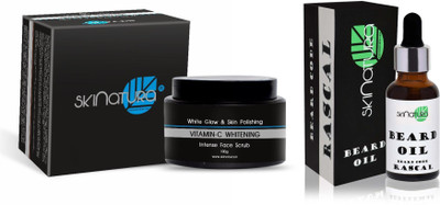 

Skinatura Vitamin-C Whitening Intense Face Scrub, BEARD OIL(Set of 2)