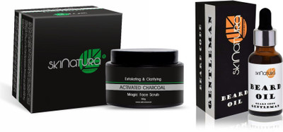 

Skinatura Activated Charcoal Magic Face Scrub, BEARD OIL(Set of 2)