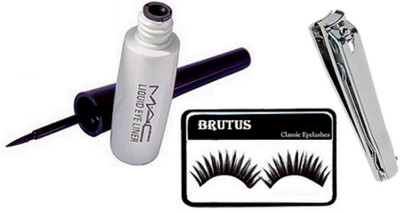 

BRUTUS Eyelashes, Mac Liquid Eyeliner, Nail Cutter(Set of 3)
