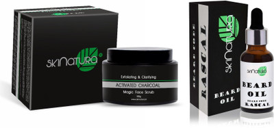 

Skinatura Activated Charcoal Magic Face Scrub, BEARD OIL(Set of 2)