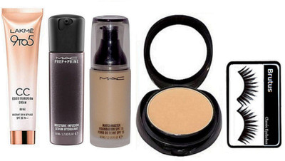 

brutus Eyelashes, Mac Matchmaster Foundation, Two Way Compact, Prep + Prime Moisture Infusion Face Serum, 9to5 cc cream(Set of 5)