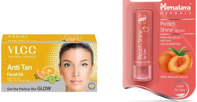 

Himalaya Peach Shine Lip Balm, Anti Tan Facial Kit(Set of 2)