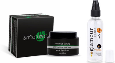 

Skinatura Activated Charcoal Magic Face Scrub, Glamour & Shine Hair Serum with Infused Walnut Oil(Set of 2)