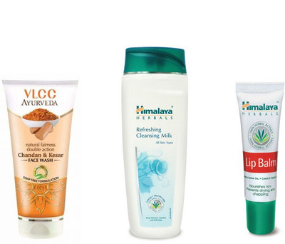 

Himalaya Refreshing Cleansing Milk, Chandan Kesar Face Wash, Lip Balm(Set of 3)