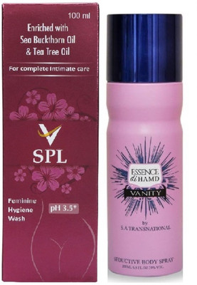 

VSPL Feminine Hygiene Wash 100ml 1pc. & HAMD Essence Deodorant Spray 200ml 1pc. Combo Pack of 2(Set of 2)