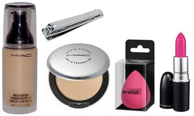 

BRUTUS Sponge Puff, Mac MatchMaster Foundation, Studio Prefect Compact, Candy Yum-yum Lipstick, Nail Cutter(Set of 5)