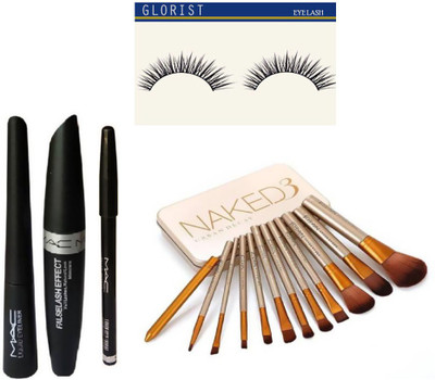 

GLORIST EYELASH AND Naked 3 Brush Set With MAC 3 IN 1(Set of 3)