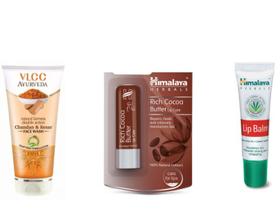

Himalaya Rich Cocoa Butter Lip Care, Chandan Kesar Face Wash, Lip Balm(Set of 3)