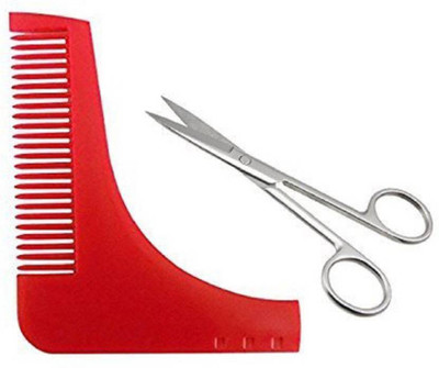 

PELO Beard Comb And Scissor For Men And Boys For Home Use, Salon Use Beard Template Tool For Perfect Beard Line, Scissors For Hair And Mustache Trimming, Pack Of 1 (Set Of 2)(Set of 2)