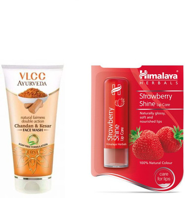 

Himalaya Strawberry Shine Lip Balm, Chandan Kesar Face Wash(Set of 2)