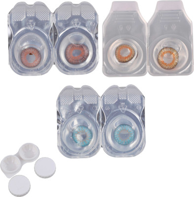 

Vision-Plus 3 Pair Blue, Brown & Honey Color Zero Power Monthly Contact Lens With Case Monthly(0, Colored Contact Lenses, Pack of 3)