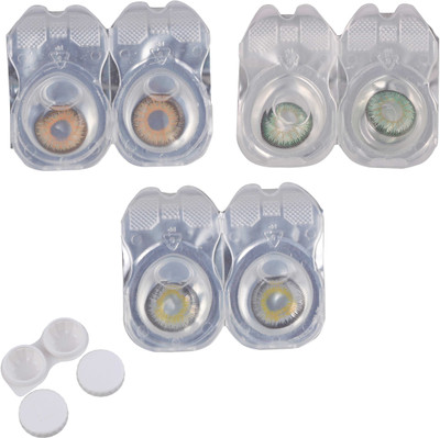 

Vision-Plus 3 Pair Hazel, Green & Grey Color Zero Power Monthly Contact Lens With Case Monthly Contact Lens(0, Green, Grey, Hazel, Pack of 3)