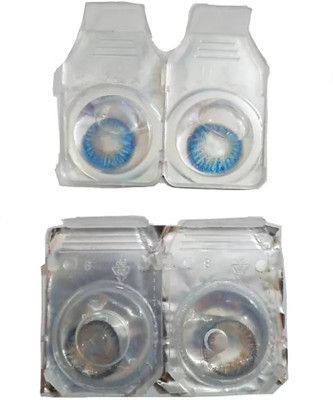 

drr teleservices eye contact lense Monthly Contact Lens(0, Gray and dark blue, Pack of 2)