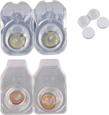 

Vision-Plus 2 Pair Grey & Honey Color Zero Power Monthly Contact Lens With Case Monthly Contact Lens(0, Grey, Honey, Pack of 2)
