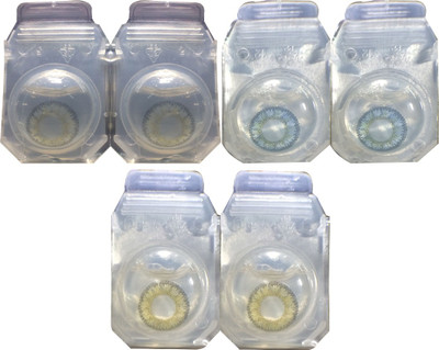 

CRYSTAL EYE sky blue grey hazel 3 pair contact lens Monthly Contact Lens(0.0, sky blue, grey, hazel, Pack of 6)