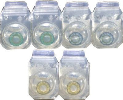 

CRYSTAL EYE sky blue Aqua hazel 3 pair contact lens Monthly Contact Lens(0.0, sky blue, Aqua, hazel, Pack of 6)