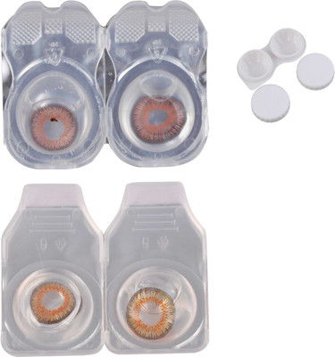 

Vision-Plus 2 Pair Brown & Honey Color Zero Power Monthly Contact Lens With Case Monthly(0, Colored Contact Lenses, Pack of 2)