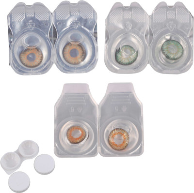 

Vision-Plus 3 Pair Green, Honey & Hazel Color Zero Power Monthly Contact Lens With Case Monthly Contact Lens(0, Green, Hazel, Honey, Pack of 3)