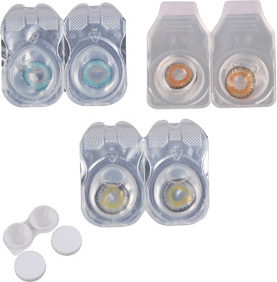 

Vision-Plus 3 Pair Blue, Honey & Grey Color Zero Power Monthly Contact Lens With Case Monthly(0, Colored Contact Lenses, Pack of 3)