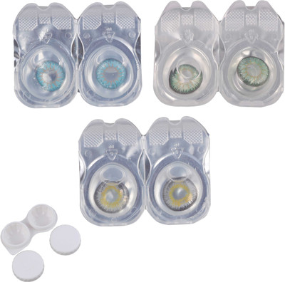 

Vision-Plus 3 Pair Blue, Grey & Green Color Zero Power Monthly Contact Lens With Case Monthly Contact Lens(0, Blue, Green, Grey, Pack of 3)