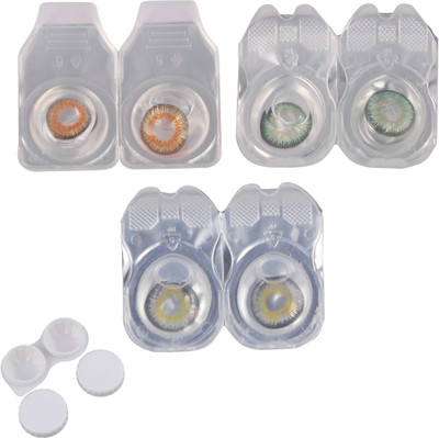 

Vision-Plus 3 Pair Honey, Green & Grey Color Zero Power Monthly Contact Lens With Case Monthly Contact Lens(0, Green, Grey, Honey, Pack of 3)