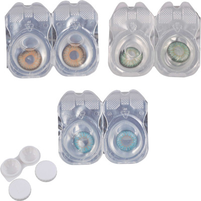 

Vision-Plus 3 Pair Blue, Hazel & Green Color Zero Power Monthly Contact Lens With Case Monthly Contact Lens(0, Blue, Green, Hazel, Pack of 3)